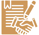 Contract agreement icon with handshake